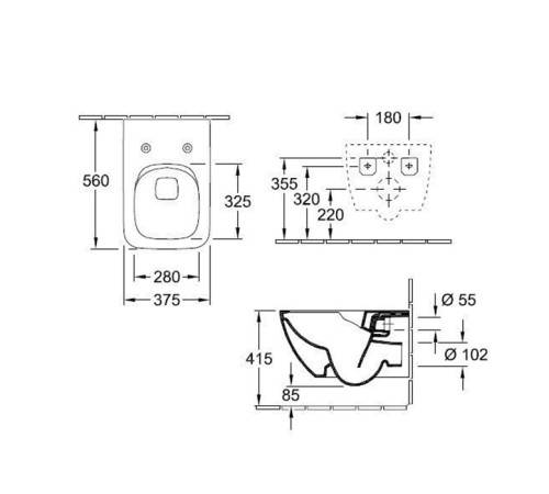 Унитаз подвесной Villeroy & Boch Venticello безободковый с сиденьем SlimSeat Line микролифт CeramicPlus 4611RLR1