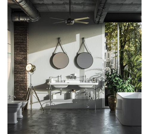 Раковина с металлической консолью Kerasan Waldorf 150х55 см напольная 1 отверстие золото 4143K1bi/cr / 9195K2oro / 811391oro