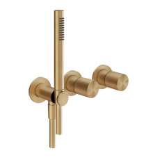 Смеситель для ванны Gessi Habito Diamantato настенный, с ручным душем, цвет Warm Bronze Brushed PVD 70638#726