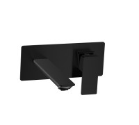 Смеситель для раковины Aquanet Savona настенный на 2 отверстия черный матовый AQM6815MB