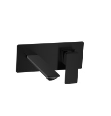 Смеситель для раковины Aquanet Savona настенный на 2 отверстия черный матовый AQM6815MB