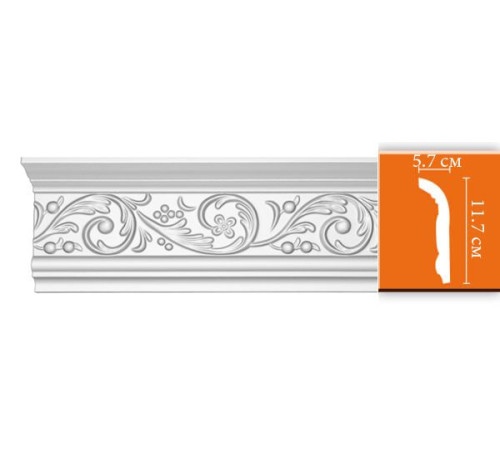 Плинтус потолочный DECOMASTER 95343 с рисунком полиуретан 117х57х2400 мм 95343