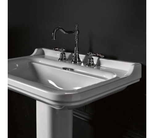 Раковина Kerasan Waldorf 80х55 см 1 отверстие с пьедесталом керамическая белый/хром 4141K1bi/cr*1/417001