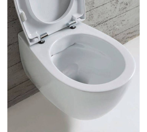 Комплект унитаз подвесной Globo 4ALL безободковый 54х36 см с сиденьем белый MDS03.BI/MDR20BI