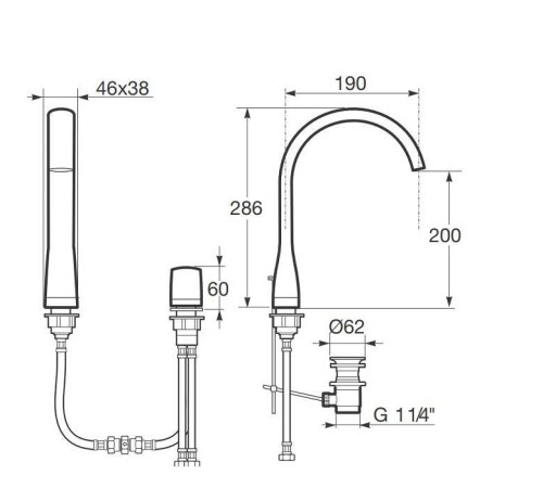 Смеситель для раковины Armani/Roca Island излив 190 мм greige 7.5A38.7.6VC.0