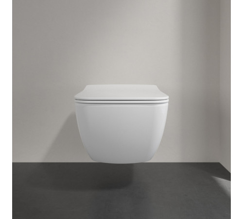 Унитаз подвесной Villeroy & Boch Venticello безободковый с сиденьем SlimSeat Line микролифт CeramicPlus 4611RLR1