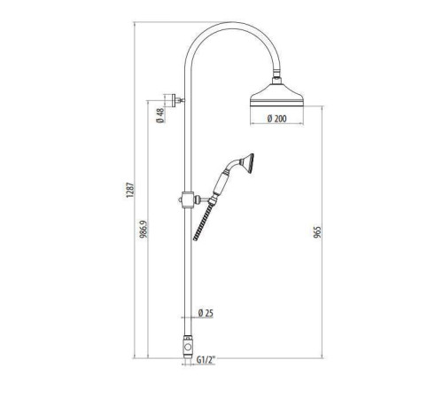 Душевая стойка Gattoni PD с верхним душем 200 мм и ручной лейкой бронза 4293/PDV0