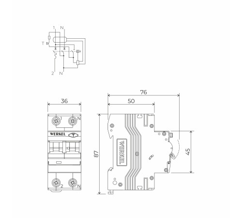Дифференциальный автомат 1P+N 25 A 30 mА 6 kА C А W922P256