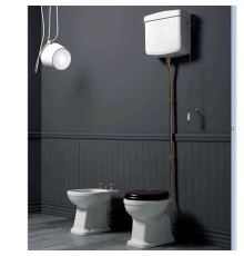 Унитаз напольный SIMAS Londra 60х36.5 см горизонтальный слив высокий бачок бронза LO902bi/R01br/LO911bi