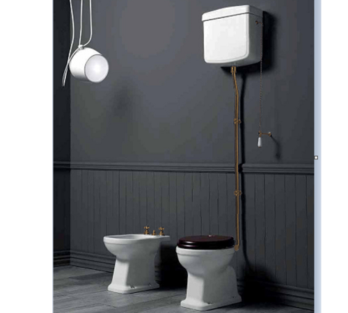 Унитаз напольный SIMAS Londra 60х36.5 см горизонтальный слив высокий бачок бронза LO902bi/R01br/LO911bi