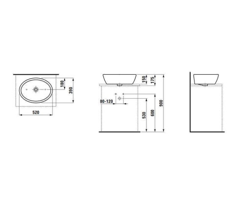 Раковина-чаша Laufen Pro 52х39х15 см без отверстия белая 8.1296.4.000.109.1