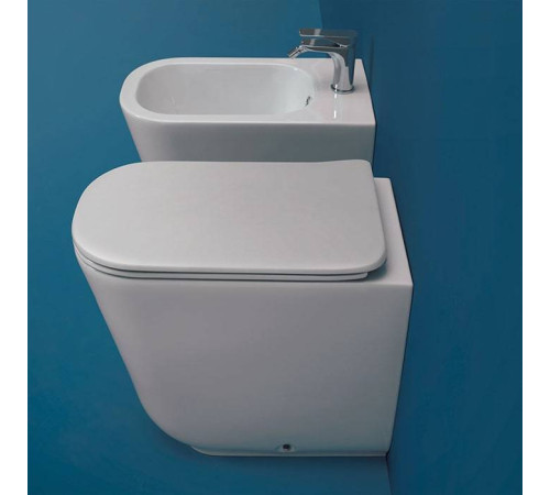 Биде напольное пристенное Kerasan Tribeca 55х35 см с креплением WB5N белый 512001