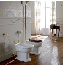 Унитаз с высоким бачком Sbordoni Palladio 43х36 см слив в пол матовая бронза белый 7020/7028/TB03-BT/MC03-BT