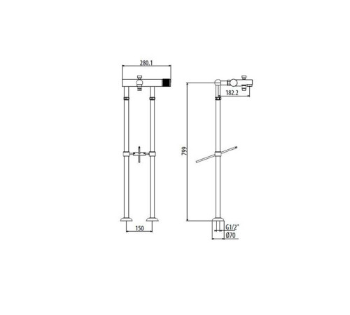 Смеситель для ванны Gattoni MD напольный ручка RONCO хром MD505/22C0