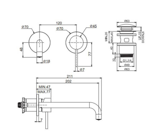 Смеситель для раковины Fima Carlo Frattini Spillo Steel встраиваемый излив 20.2 см нержавеющая сталь F3081WLX9INOX