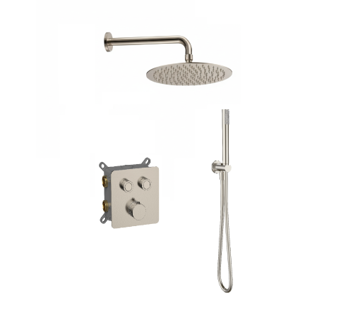 Душевая система Aquanet Siena с термостатом верхним и ручным душем никель AQM8414BN