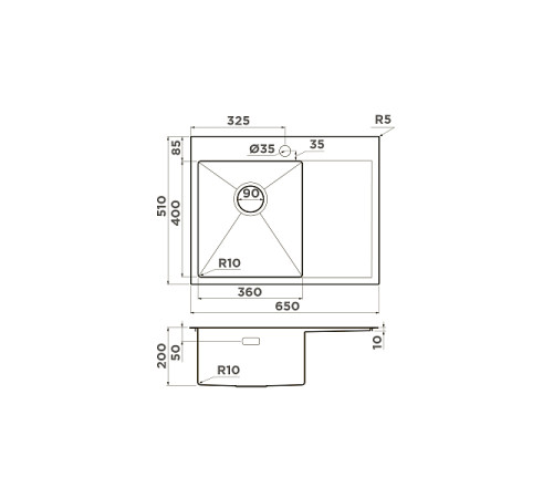 Кухонная мойка Omoikiri Akisame 65-L-LG 65x51 см светлое золото 4973083