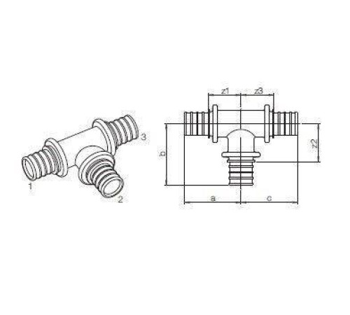 Тройник латунный REHAU RAUTITAN MX 25-20-20 мм 169049-001