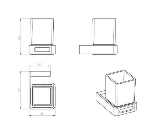 Стакан для зубных щеток подвесной Boheme Q никель 10944-NB