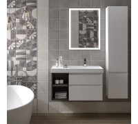 Тумба под раковину Kerama Marazzi CUBO 90 правая подвесная белая глянцевая/древесная CU.90rh\WHT