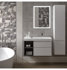 Тумба под раковину Kerama Marazzi CUBO 90 правая подвесная белая глянцевая/древесная CU.90rh\WHT