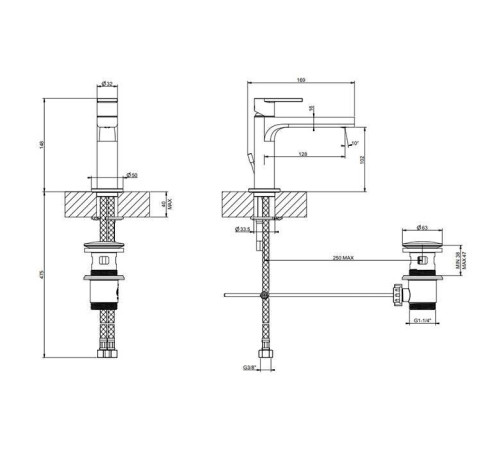 Смеситель для раковины Gessi Emporio Via Manzoni с донным клапаном хром 38601#031