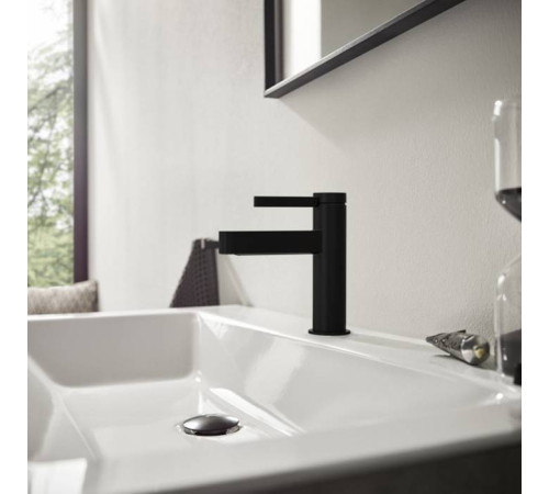 Смеситель для раковины Hansgrohe Finoris 110 с донным клапаном черный матовый 76020670