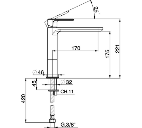 Смеситель для раковины Cisal LineaViva высокий 175 мм хром LV00150021