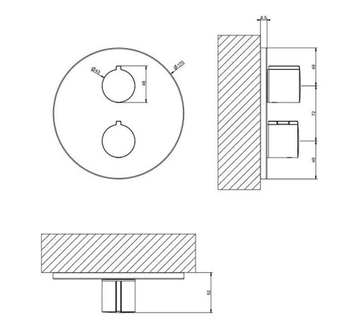 Смеситель для душа встраиваемый термостатический Gessi Emporio Via Tortona на 2 выхода Finox 38777#149