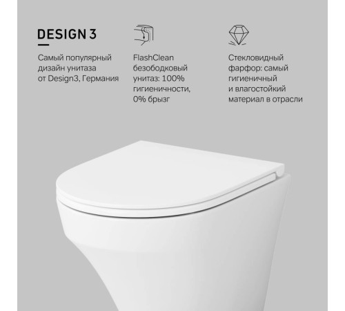 Унитаз подвесной AM.PM Inspire V2.0 безободковый FlashClean без сиденья C501700WH