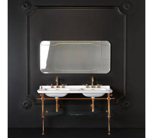 Раковина с металлической консолью Kerasan Waldorf 150х55 см напольная 1 отверстие золото 4143K1bi/cr / 9195K2oro / 811391oro