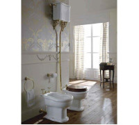 Унитаз с высоким бачком Sbordoni Palladio 43х36 см слив в стену матовая бронза белый 7021/7028/TB03-BT/MC03-BT