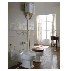 Унитаз с высоким бачком Sbordoni Palladio 43х36 см слив в стену матовая бронза белый 7021/7028/TB03-BT/MC03-BT