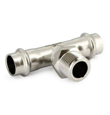 Тройник пресс с наружной резьбой Uni-Fitt 35х1х35 нержавеющая сталь 798S5450