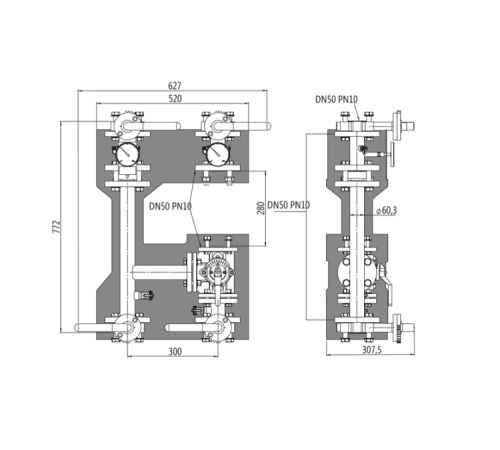 Насосная группа смесительная фланцевая Huch EnTEC DN50 PN10 без насоса EFG50020