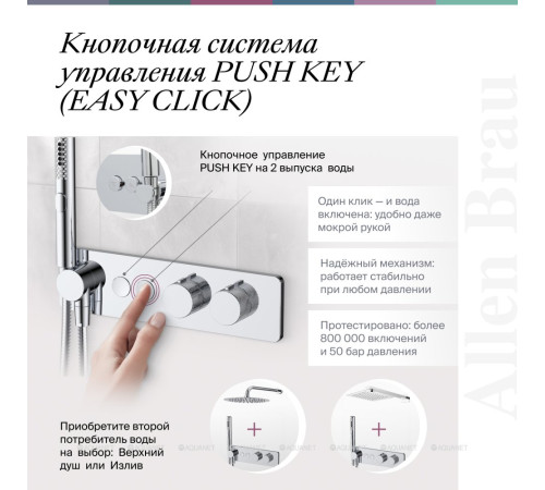 Смеситель встраиваемый Allen Brau Liberty термостат Push key черный матовый 5.33010-31