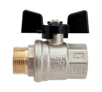 Кран шаровой Hoobs ORION 1/2 НР/ВР ручка-бабочка черный 15142H