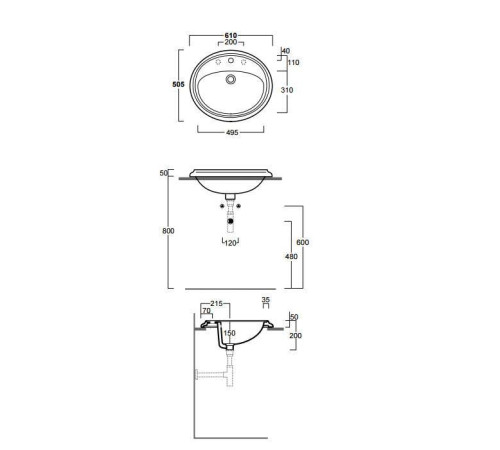 Раковина SIMAS Arcade 61х50.5 см 3 отв. белая AR859bi/3