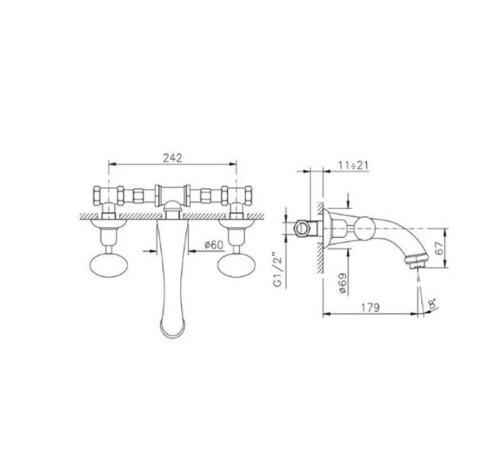 Встраиваемая часть для смесителя Nicolazzi M.Croce со стены C2177DXSX