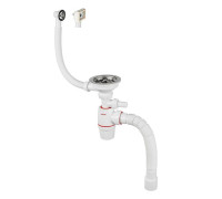 Сифон для мойки Wirquin NEO 1 1/2 x 40/50 мм с переливом и отводом для бытовой техники 30987091