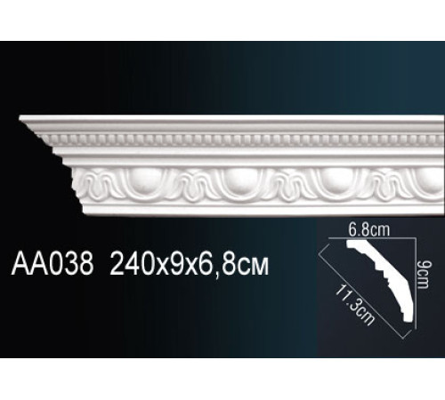 Карниз потолочный полиуретановый с рисунком Perfect AA038