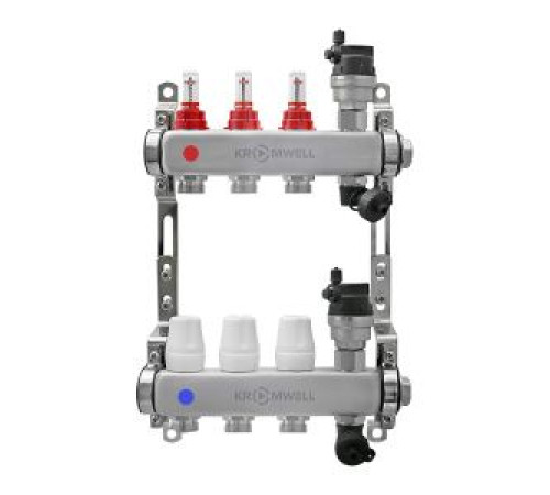 Блок коллекторный Kromwell 1 из нержавеющей стали с расходомерами 3 выхода 3/4 EK KW.SM6000635