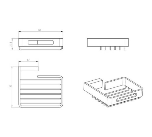Мыльница подвесная Boheme Q золото/черный 10959-G-B
