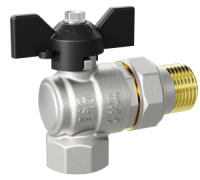 Кран шаровой латунный LD Pride 47.20.В-ГШ.У.Б угловой 3/4 вн-нар резьба с американкой бабочка 47.206.20