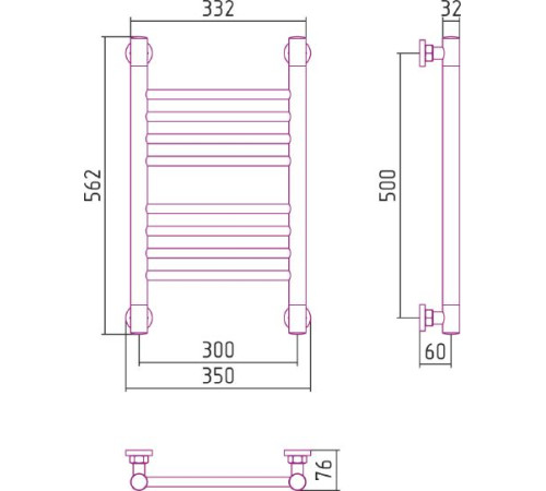 Полотенцесушитель водяной Сунержа Богема+ 300x500 мм без покрытия 00-0220-5030
