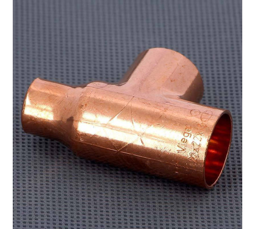 Тройник медный под пайку Viega 22х22х15 мм 102456