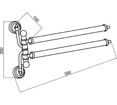 Полотенцедержатель двойной подвесной Boheme Medici 39х10х39 см бронза 10616