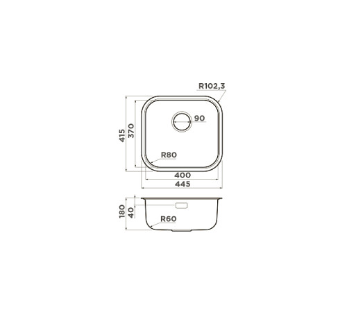 Кухонная мойка Omoikiri Omi 44-U/I-GM вороненая сталь 44,5x41,5 см 4993191