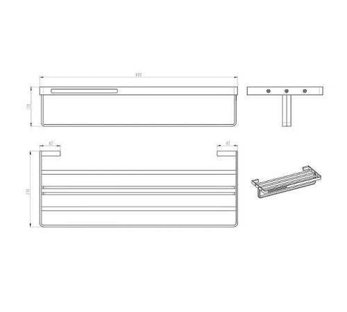 Полка для полотенец Boheme Q подвесная черный 10947-B