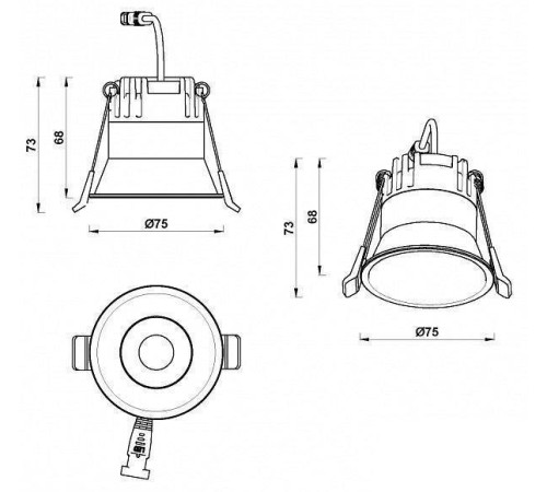 Встраиваемый светильник iLedex Mars 7 Вт 4000 K 207-7W-D75-4000K-24DG-BK
